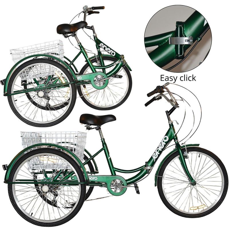 3-Wheel Folding Bike 24 Green Shimano 7-Speed