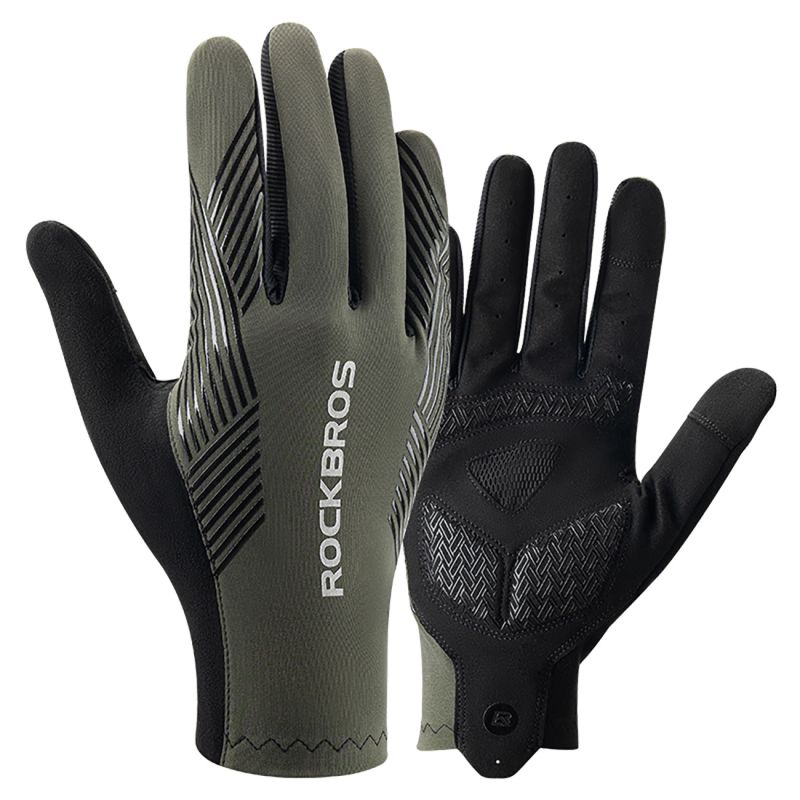 Rockbros cycling gloves spring/summer/autumn, full, size: L - green zielony \ l kesztyű