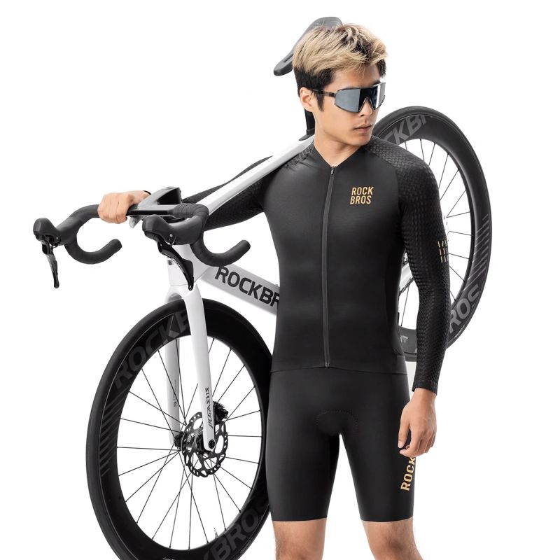 Rockbros Diamond Long Sleeve Cycling Jersey Size XS - Black czarny \ xs póló