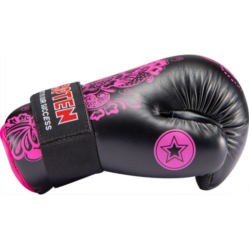 TOP TEN ROTT-FLOWERS Open Gloves (WAKO APPROVED) biało - różowy+m kesztyű