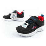 Skechers Bounder children's sports with Velcro, lightweight, fashionable black fekete utcai cipő