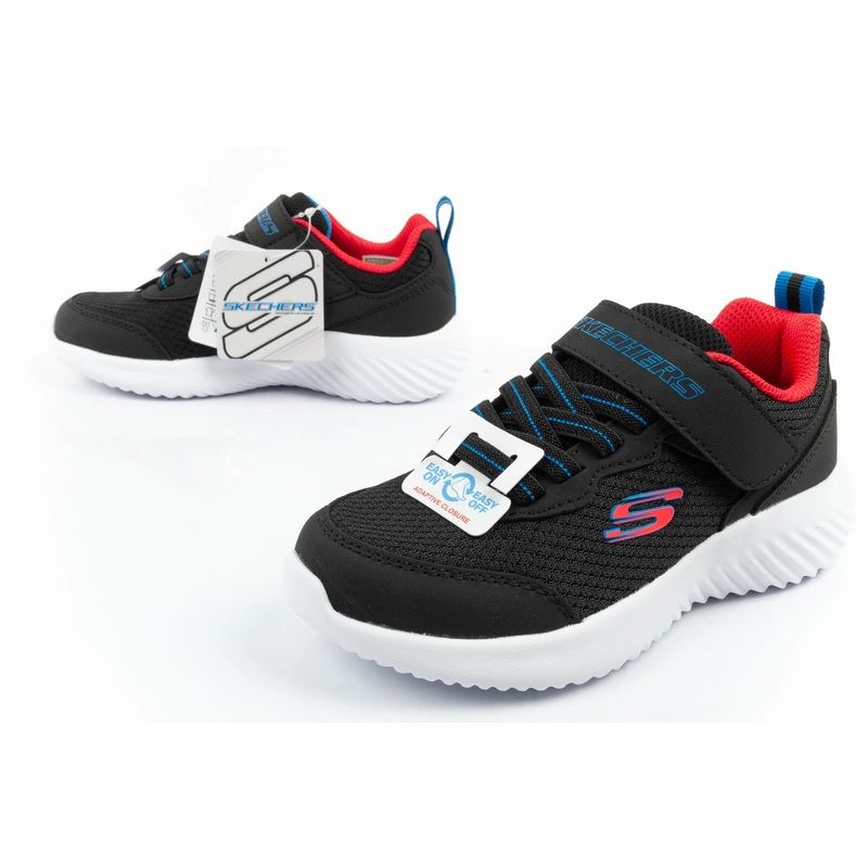 Skechers Bounder children's sports with Velcro, lightweight, fashionable black fekete utcai cipő