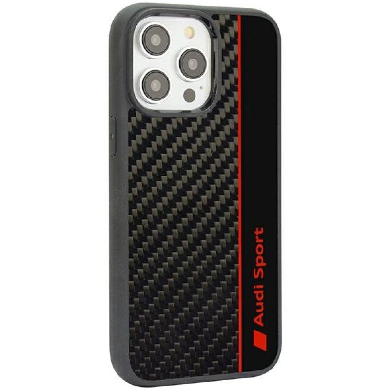 Audi Carbon Fiber Stripe iPhone 14 Pro Max 6.7" black/black hardcase AUS- /D1-BK fekete telefontok
