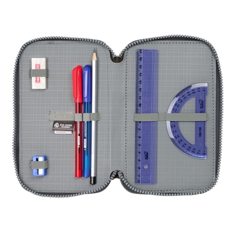Real Madrid double filled pencil case with accessories 28 pcs wielokolorowy tolltartó