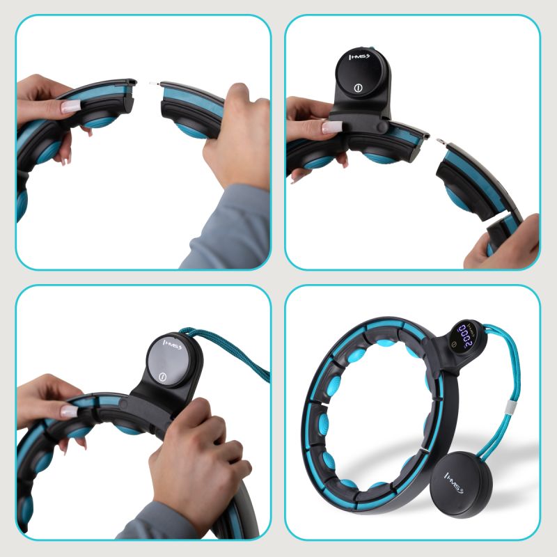 HMS Hhm17 Hula Hop Black/Turquoise With Magnets And Weight + Counter fekete edzéssegítő 17-44-589