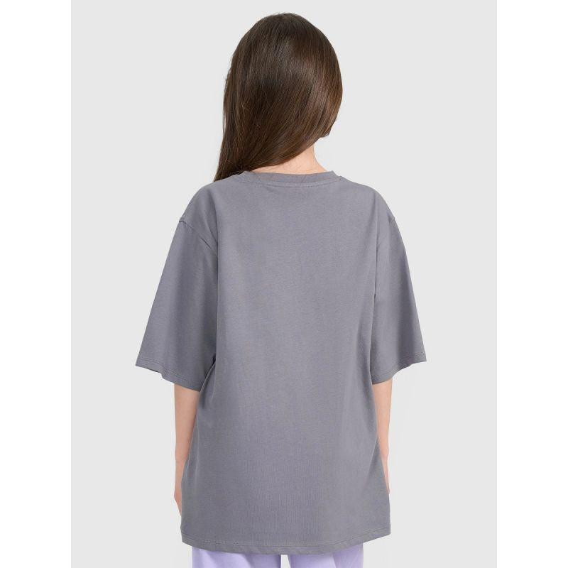 Oversized T-shirt with print for girls 4F 4FJRAW25TTSHF3197-22S póló