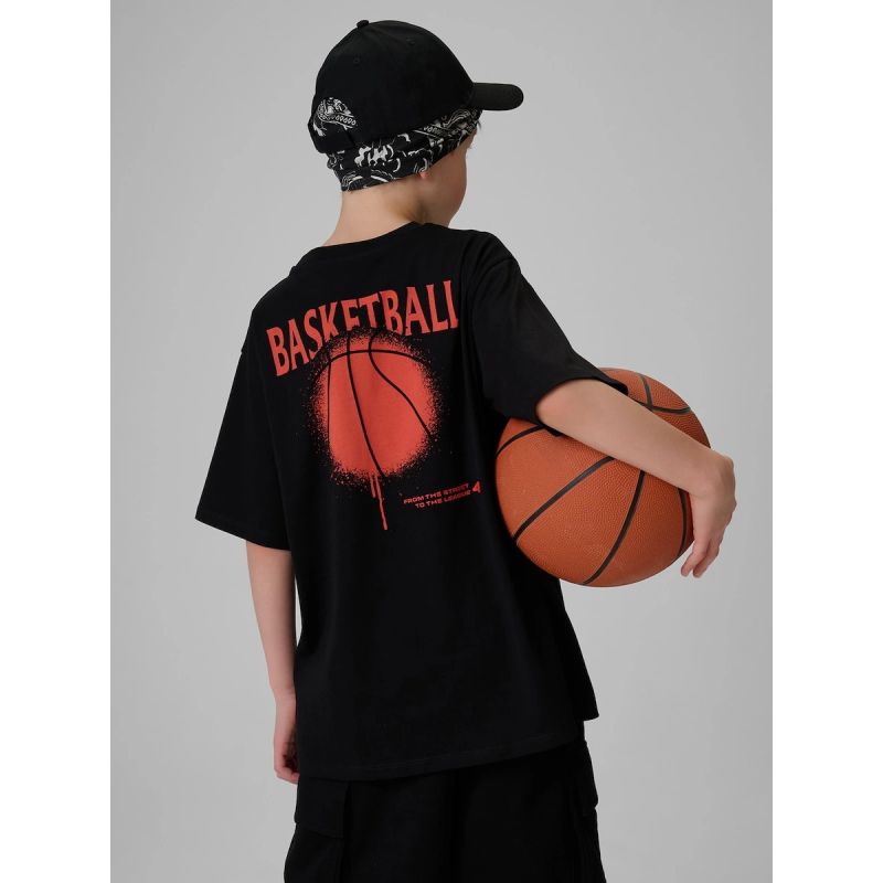 4F Boy's loose T-shirt with print 158/164 póló