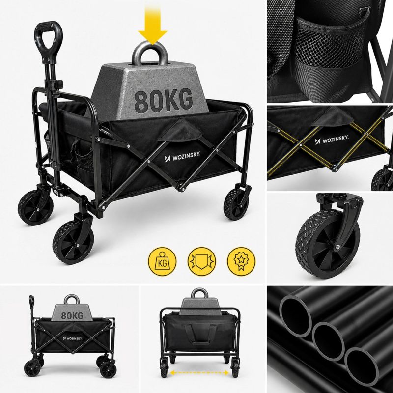 Wozinsky WZP-80 beach, tourist, garden, durable, wide wheels, up to - black fekete elektronika 304004-210220