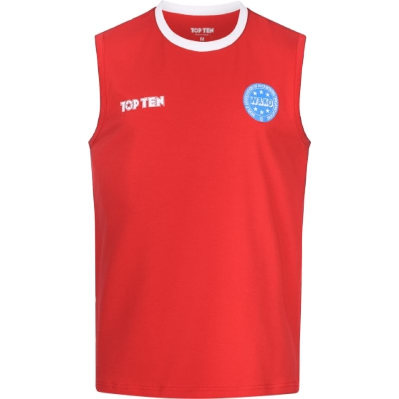TOP TEN Kick light sleeveless top "BASIC" (WAKO APPROVED) czerwony+m póló 0416182-02M