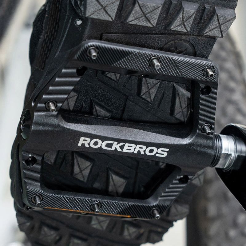 Rockbros Reflective Nylon Bicycle Pedals - Black