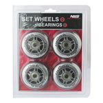 Nils Extreme PU 84x24 82A TRANSPARENT (4 pcs) + ABEC-7 CHROME (8 pcs) SET görkorcsolya 16-32-018