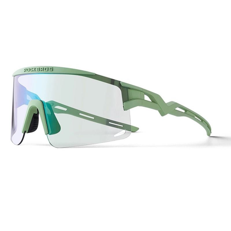 Rockbros Photochromic Cycling Glasses with UV Protection and Corrective Insert - Green zöld glasses, training equipment