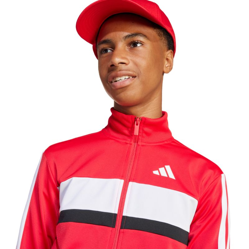 adidas Seasonal Essentials Tiberio 3-Stripes Tricot Kids Tracksuit Red and Black JI6214 Ruházat