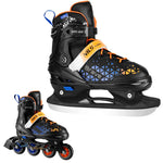 NH18190A 4-in-1 BRAVE BLUE-ORANGE ROLLER SKATES SIZE S (29-33) WITH NILS EXTREME HOCKEY BOARD narancssárga utcai cipő