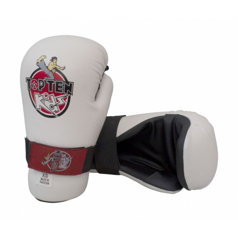 TOP TEN Pointfighter Open Gloves - ROTT-KIDS czerwony kesztyű