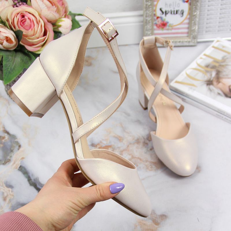 Sergio Leone W SK365B strappy sandals in pearl beige bézs utcai cipő