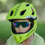 Rockbros TT-32003 Shark Children's Bike Helmet with Detachable Jaw Size S (48-52) - Green zielony \ s helmets, martial arts equipment