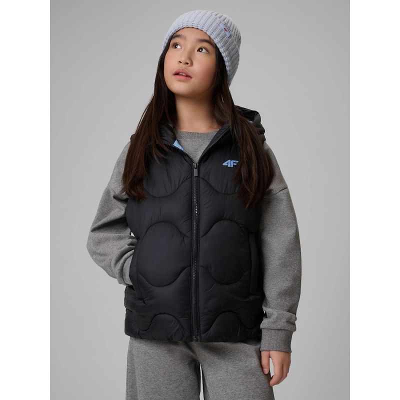 Girls' hooded vest 4F 4FJRSS26TVJAF355-20S vests
