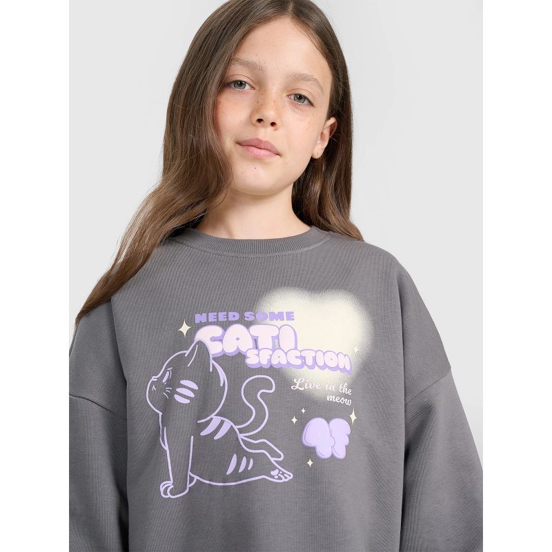 Oversized sweatshirt without a hood for girls 4F 4FJRAW25TSWSF2438-22S pulóver