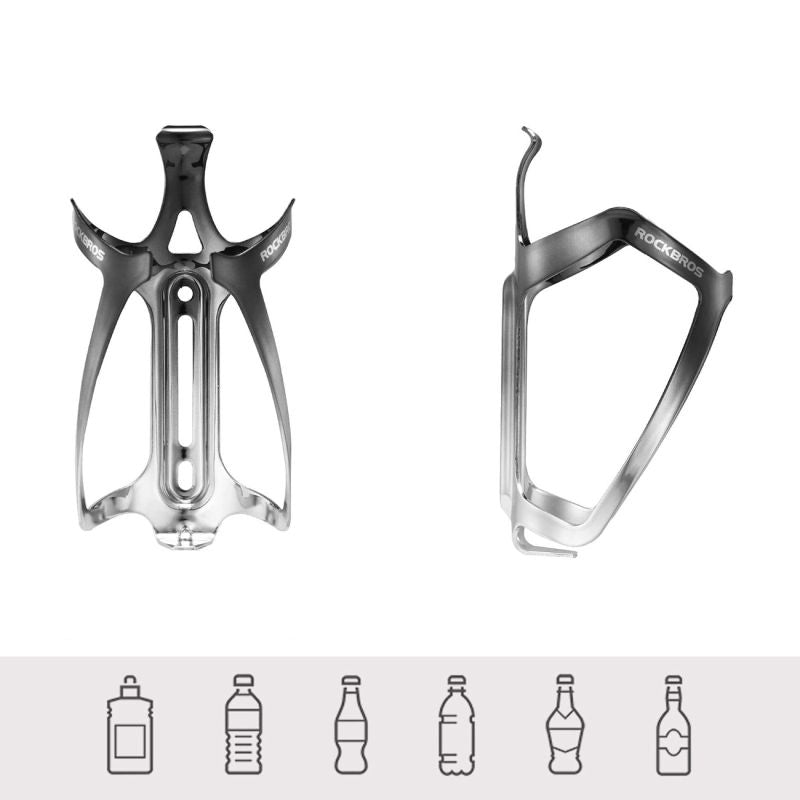 Rockbros RKL02 Aluminum Bottle Cage - Black and Silver czarny || srebrny training equipment