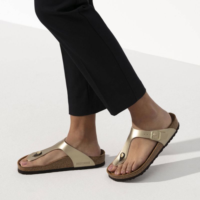 Birkenstock Gizeh Birko-Flor Gold women's flip-flops narrow (1016109) general