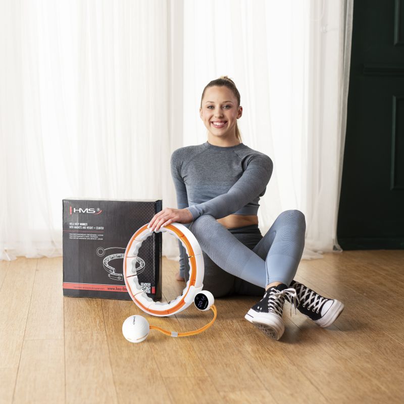 HMS Hhm21 Hula Hop White/Orange With Magnets, Tpe Protection And Weight + Counter narancssárga edzéssegítő 17-44-597