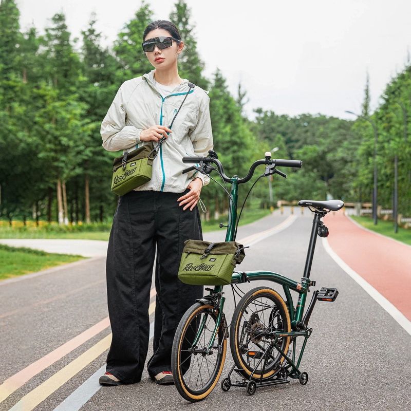 Rockbros W020-1 Foldable Handlebar Bicycle - Green zöld táska