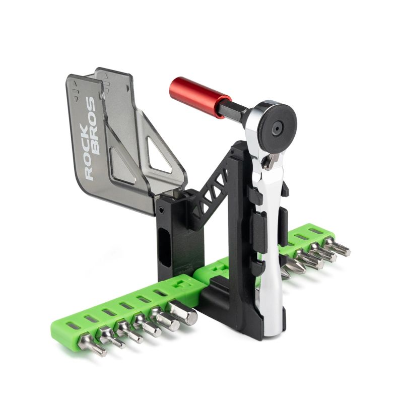 Rockbros Bike Tool Set with Mini Ratchet and Bits - Translucent Green zöld sets