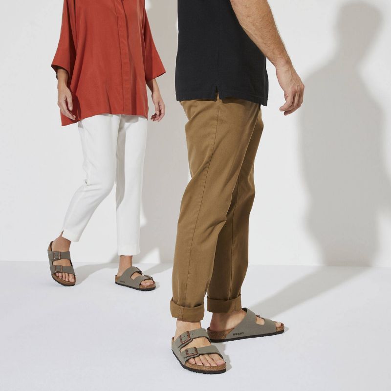 Birkenstock Arizona Birko-Flor Nubuck Stone regular women's/men's flip-flops wide gray (0151211) cipő