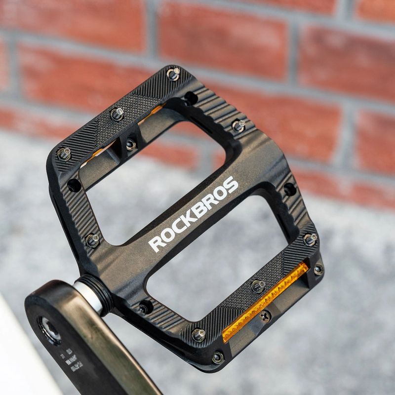 Rockbros Reflective Nylon Bicycle Pedals - Black