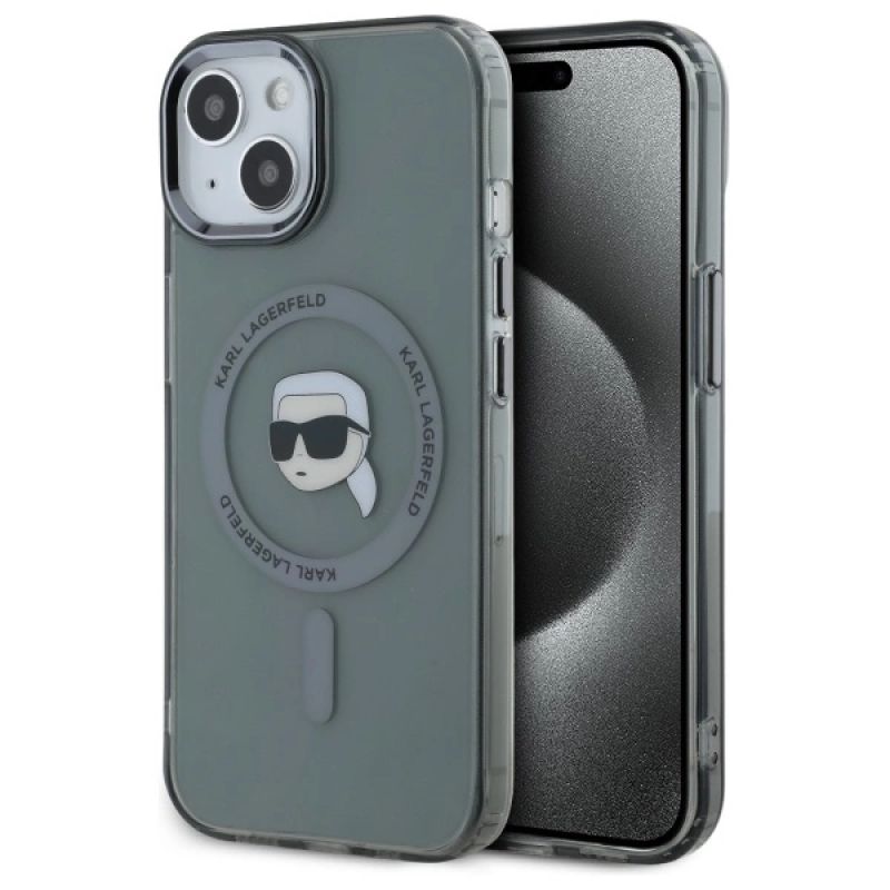 Karl Lagerfeld KLHMP15SHLSKIK iPhone 15 6.1" /black hardcase IML Metal Karl Head MagSafe fekete cases