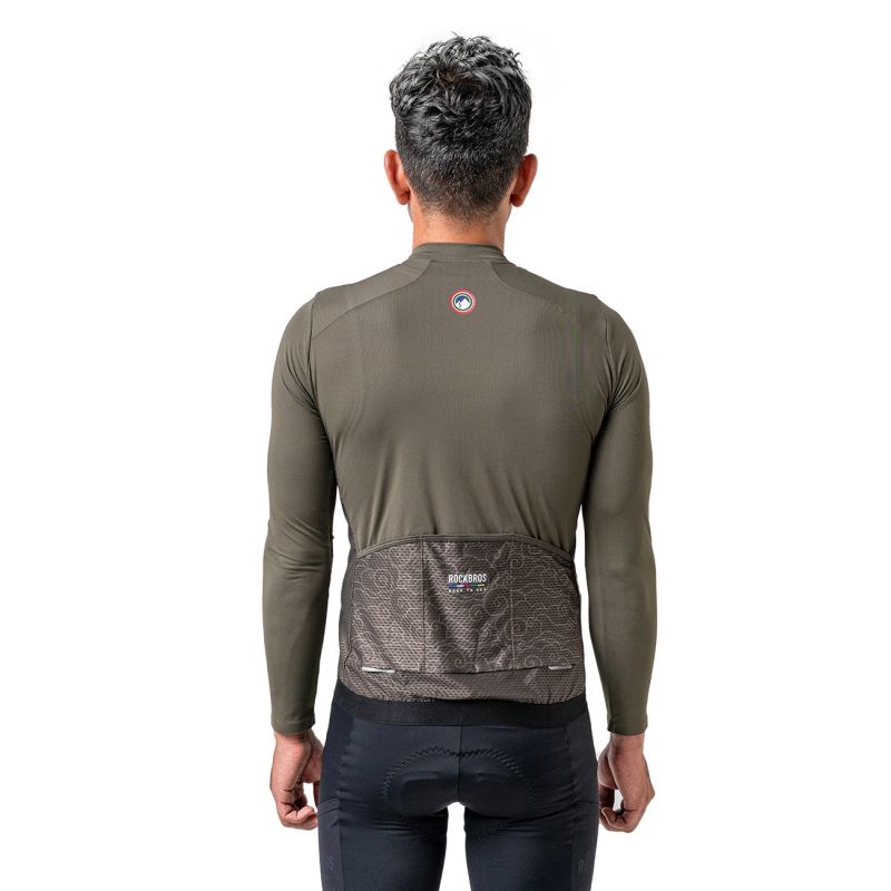 Rockbros 15220003002 ROAD TO SKY men's long sleeve cycling jersey - green zöld póló