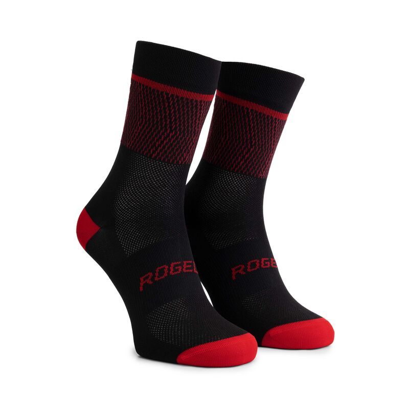 Rogelli HERO II socks black and red piros zokni