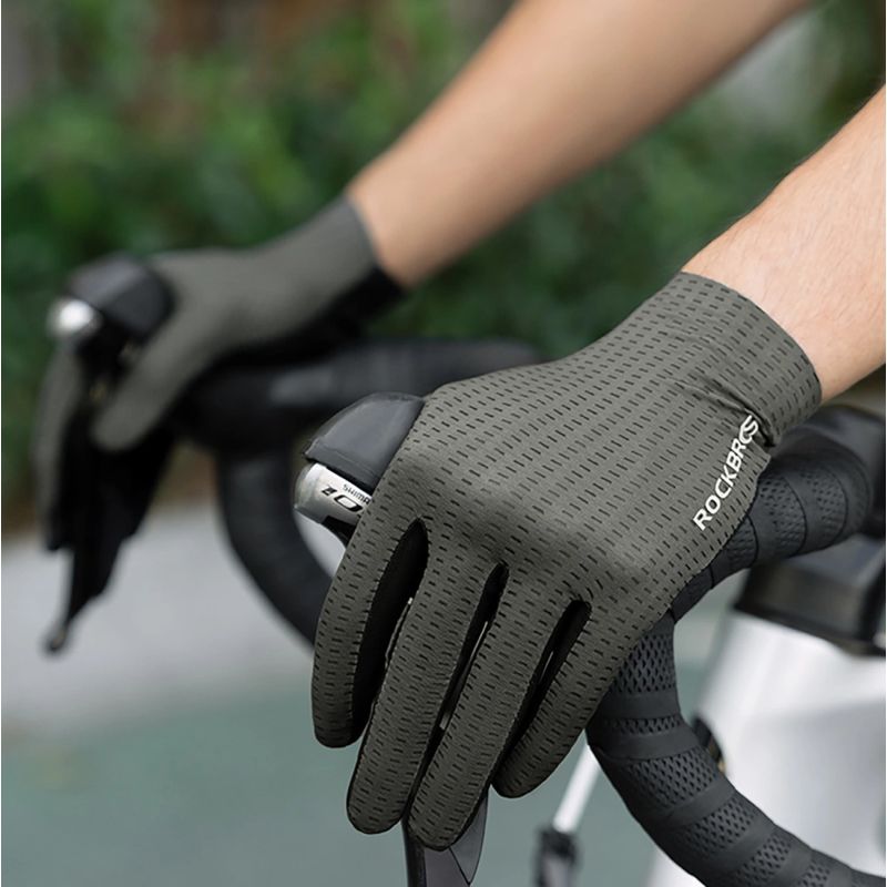 Rockbros Breathable Full Finger Cycling Gloves, Size: S - Green zielony \ s kesztyű
