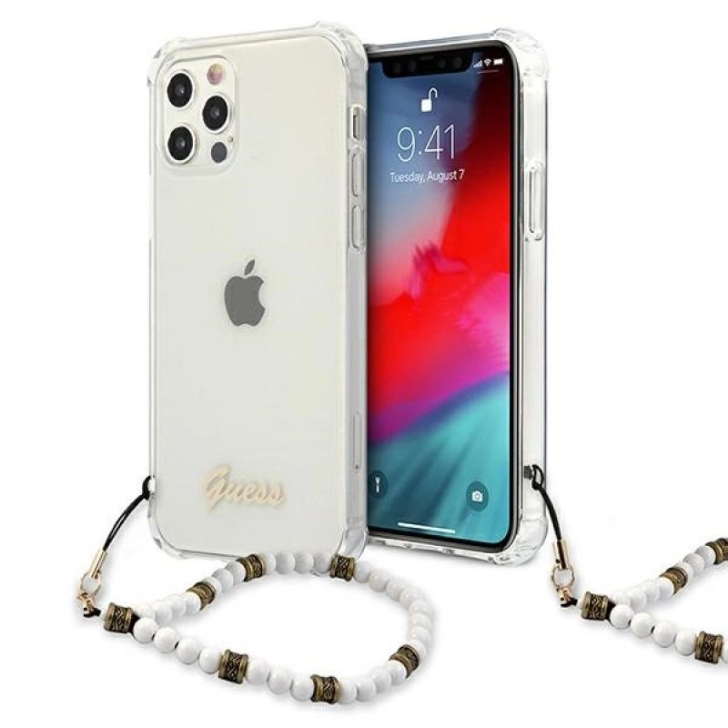 Guess GUHCP12LKPSWH iPhone 12 Pro Max 6.7" Transparent Hardcase Pearl fehér baseball sapka