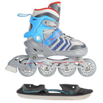 NH18192 4in1 GREY-BLUE SIZE M(34-38) ROLLER SKATES WITH HOCKEY SLEEVE NILS EXTREME kék póló