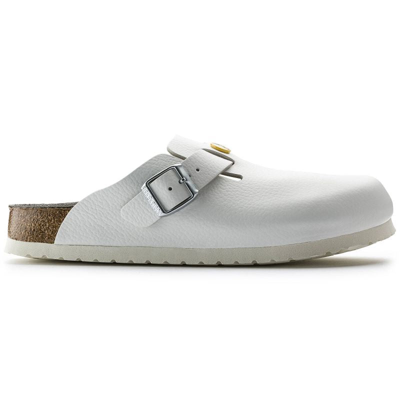 Birkenstock Women's Boston ESD White clogs natural leather medical narrow slippers (0061378) cipő
