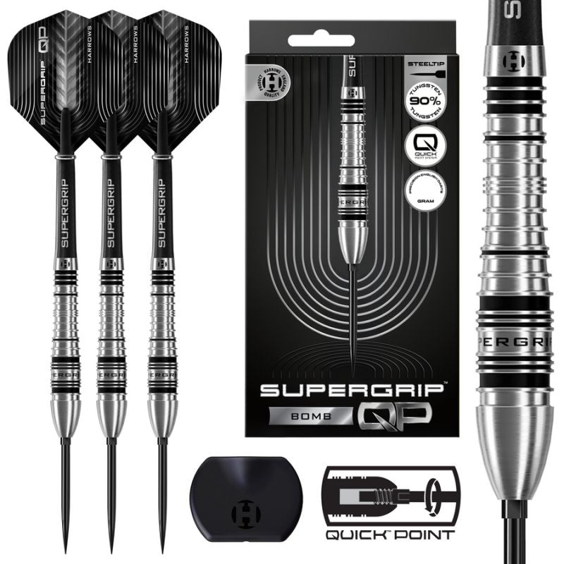 Harrows SUPERGRIP QP TORPEDO 90% steeltip darts dart felszerelés