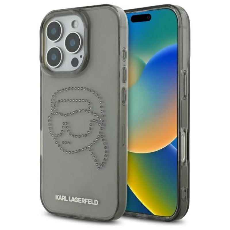 Karl Lagerfeld KLHCP16XHKHDCELK iPhone 16 Pro Max 6.9" /black hardcase IML Rhinestones Karl Head fekete cases
