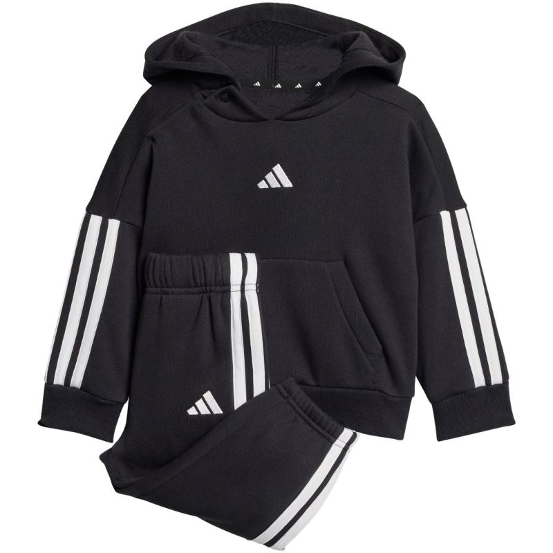 adidas Essentials Joggers 3 Stripes Fleece Hoodie Tracksuit for Kids Black JD6484