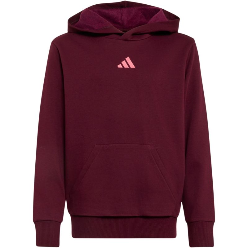 Adidas Essentials Hoodie for kids, bordó gyerek kapucnis pulóver KT3380