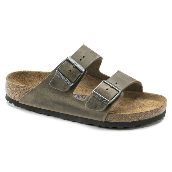 Birkenstock Arizona Soft Footbed Oiled Leather Narrow Faded Khaki Women's/Men's Flip-Flops for narrow feet oiled leather (1019377) cipő