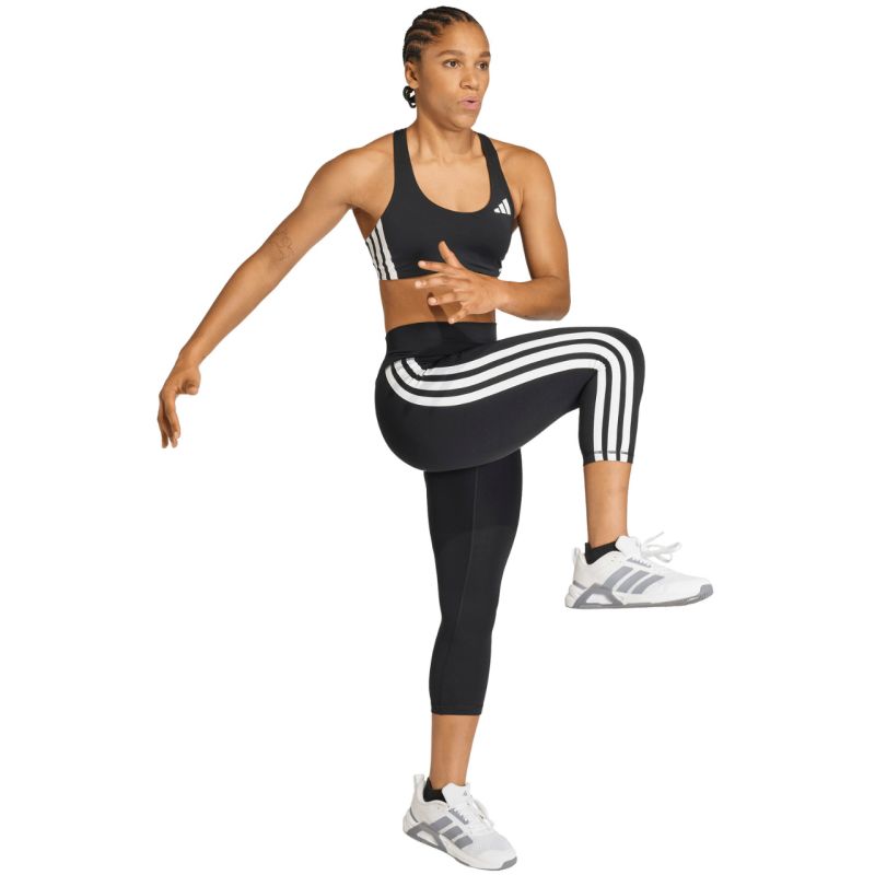 Women's adidas 3/4 Optime Essentials Workout 3-Stripes Leggings Black