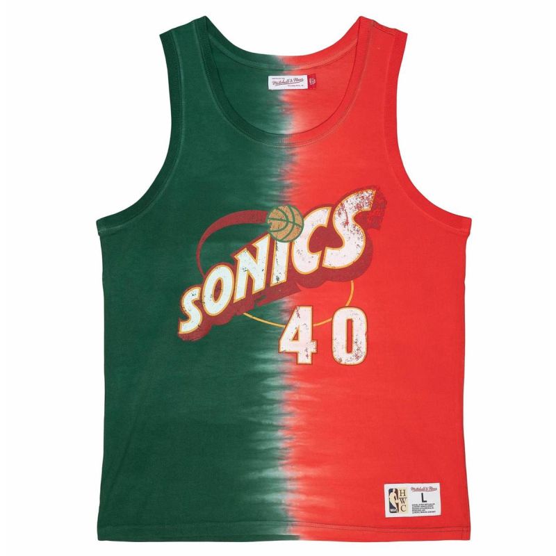 Mitchell & Ness NBA Seattle Supersonics Shawn Kemp Tie Dye Cotton Tank - TTNK3206-SSUYYSKEGNRD atléta