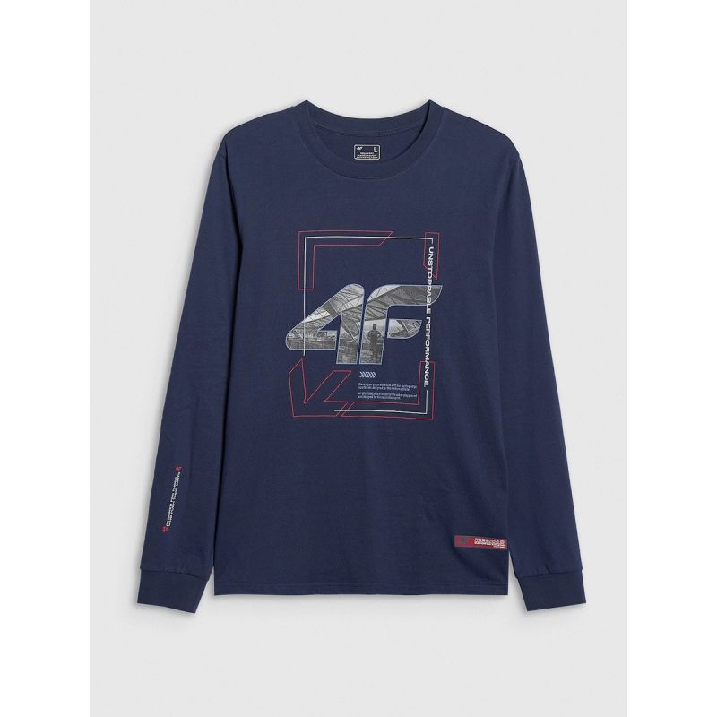 Men's longsleeve regular with print 4F 4FRAW25TLONM606-31S hosszú ujjú póló