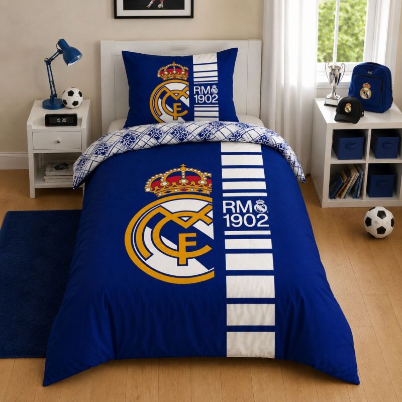 Real Madrid bedding set cotton + 70x90 cm niebieski kiegészítő REB80207BL