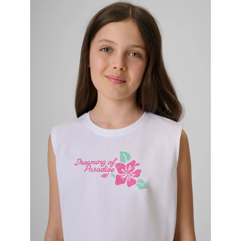 4F Girls' sleeveless T-shirt with print póló