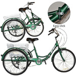 3-Wheel Folding Bike 24 Green Shimano 7-Speed