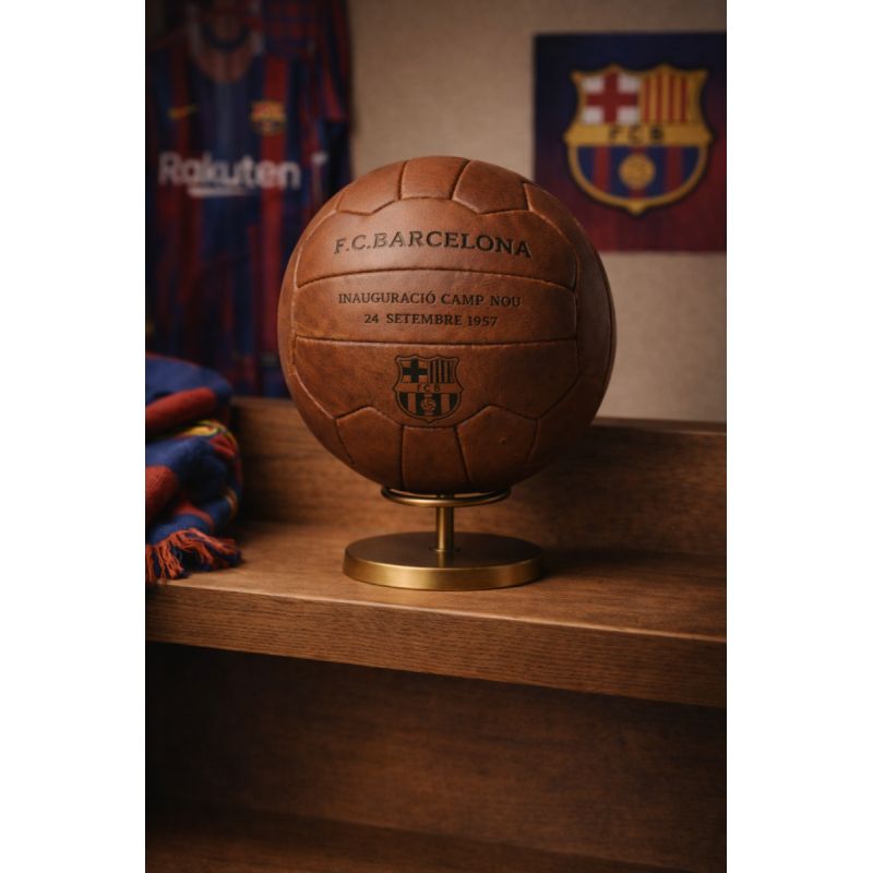 FC Barcelona Camp Nou Retro Soccer Official Licensed Genuine Leather B1048 brązowy futball labda