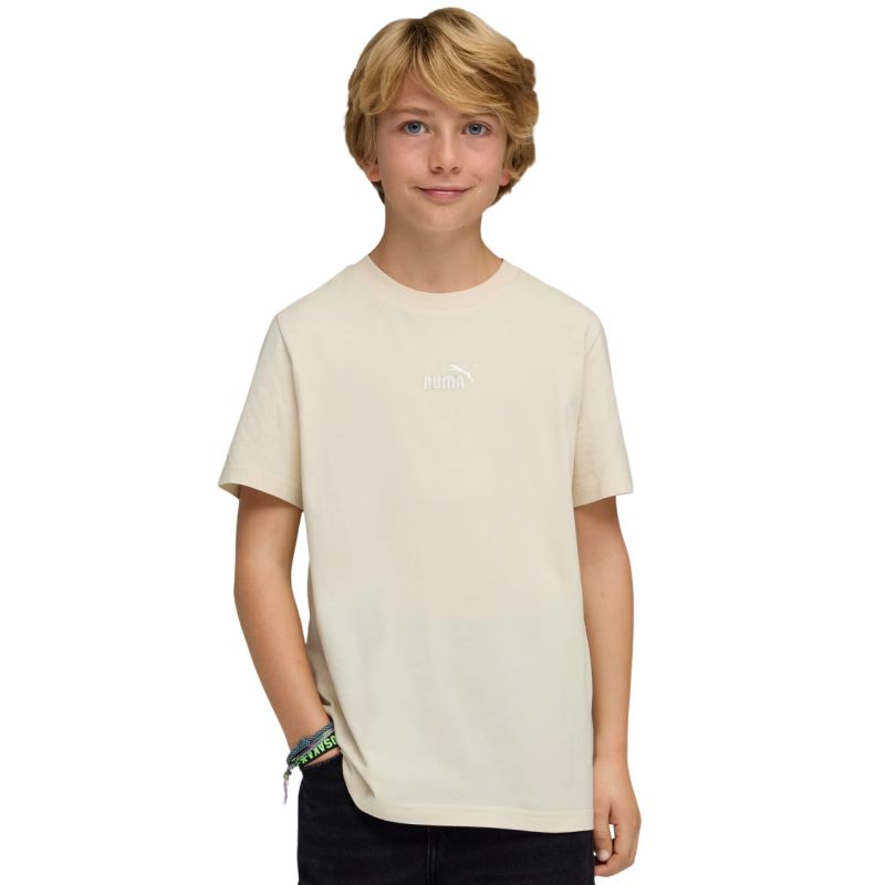 Puma ESS Small No. 1 Logo Centered Tee for Kids Beige 692975